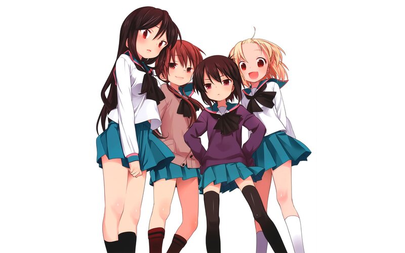 Four Schoolgirls Standing — White, Playful