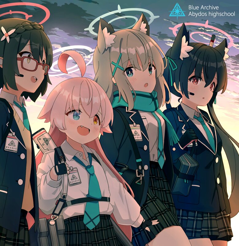 Four Schoolgirls with Animal Ears