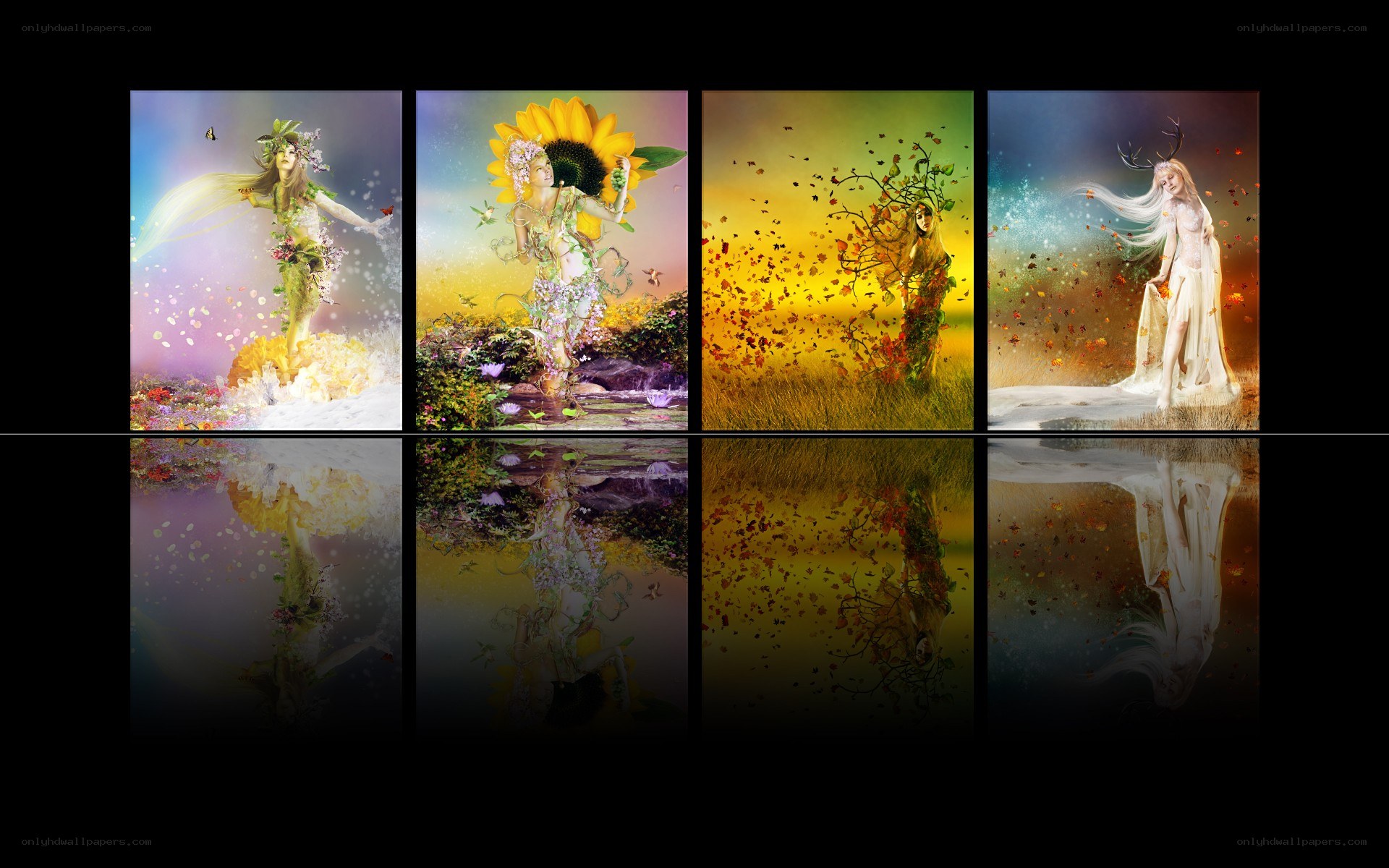 Four seasons goddesses artwork