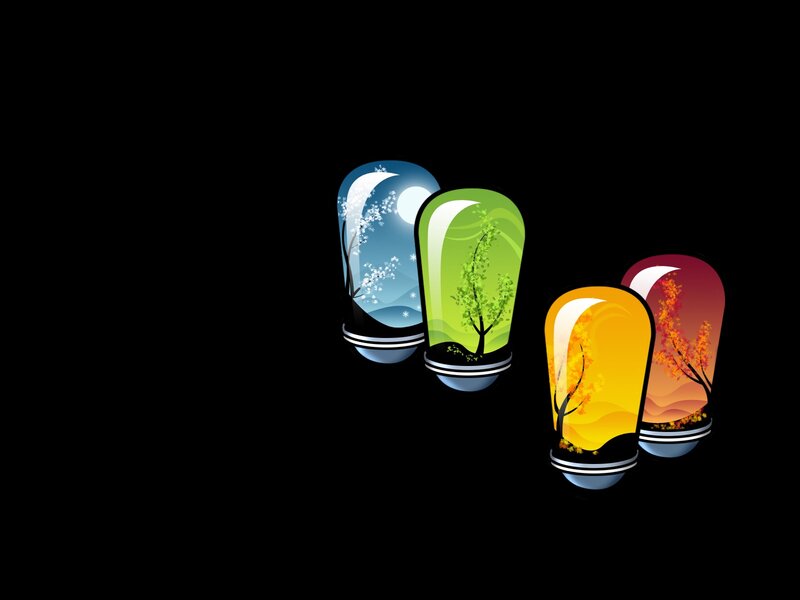 Four seasons in glass bulbs