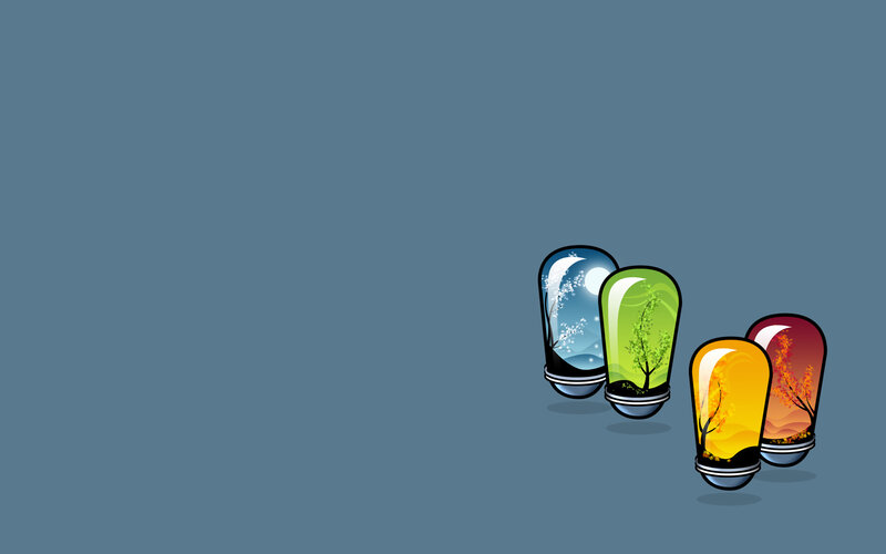 four seasons in glass bulbs
