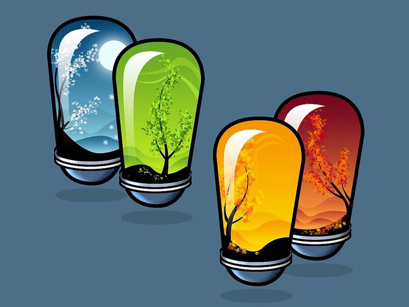 Four Seasons in Glass Bulbs — Blue