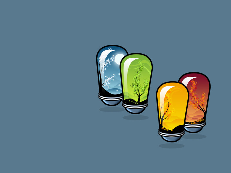 Four seasons in glass bulbs