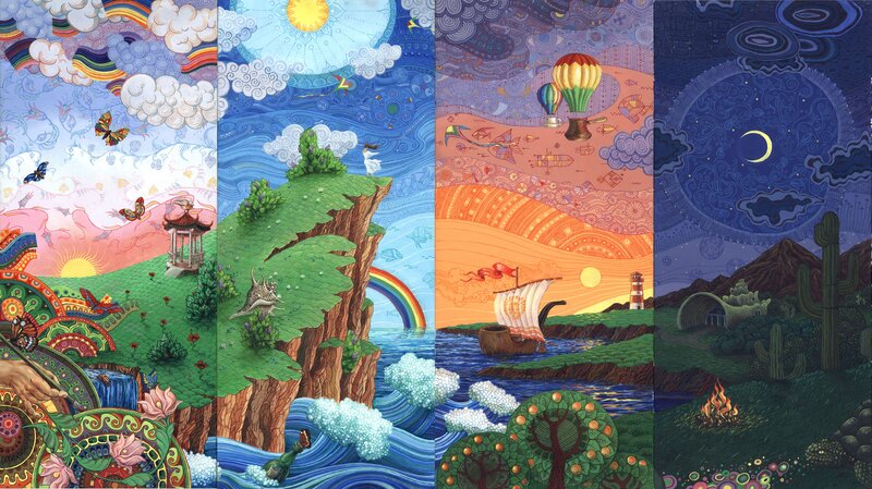 Four Seasons Landscape — Blue, Whimsical