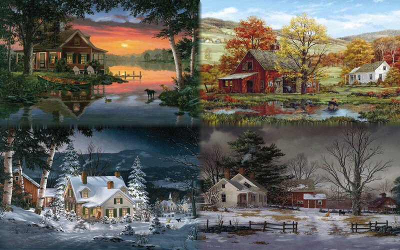 Four Seasons Landscape — Red
