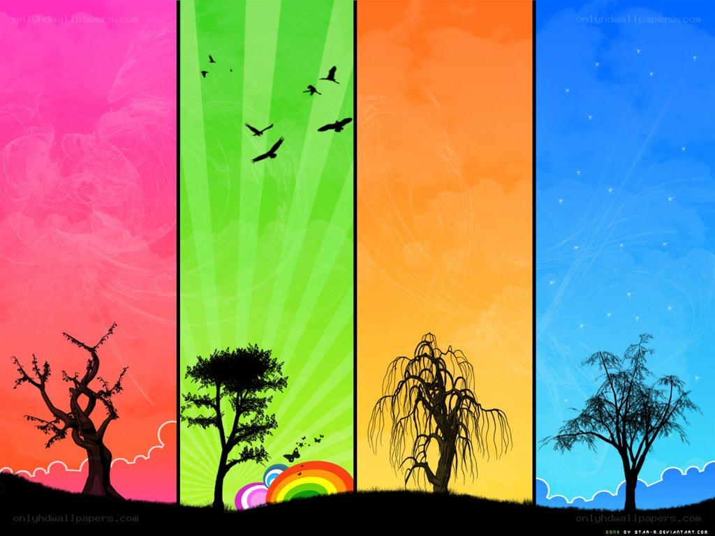 Four Seasons Silhouette Art