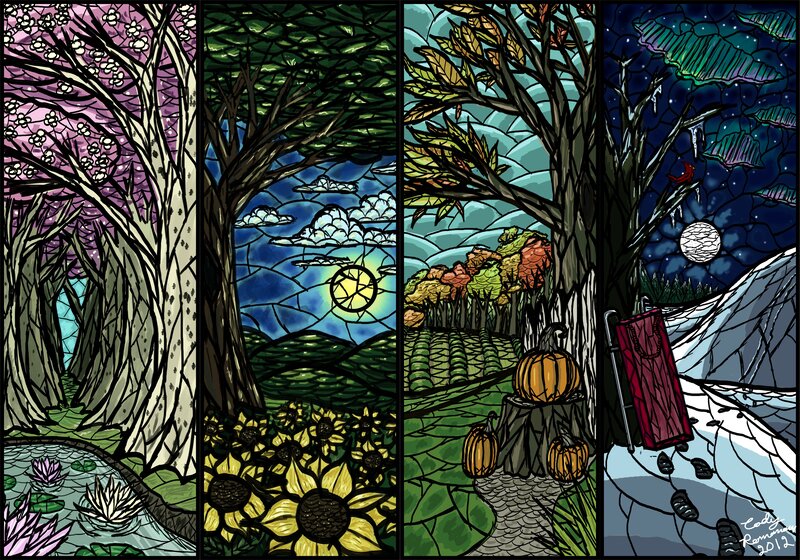 Four Seasons Stained Glass Art