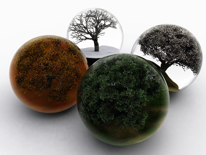 Four seasons tree spheres