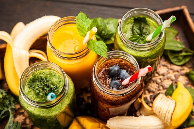 Four Smoothies in Jars