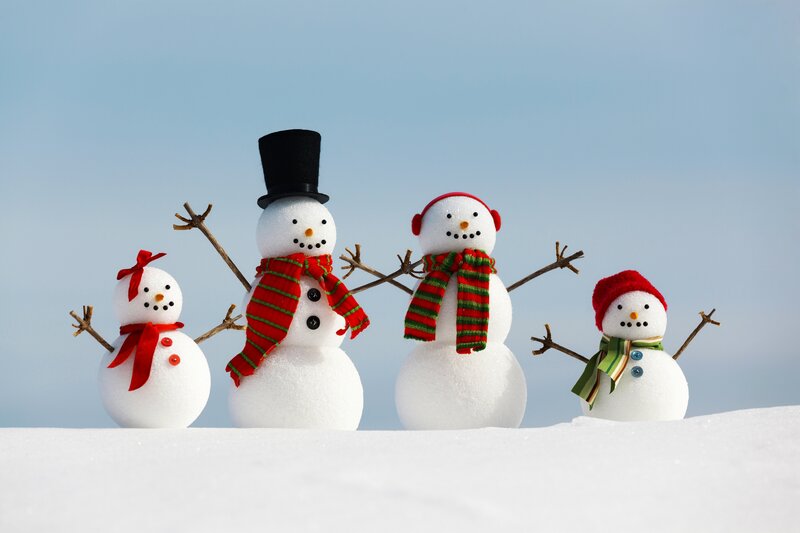 Four Snowmen in Snow