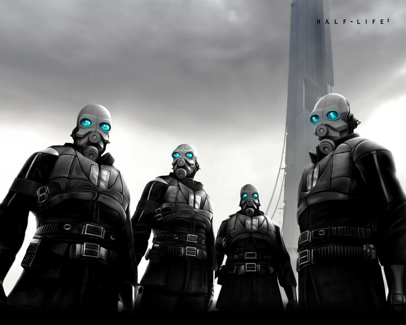 Four Soldiers in Gas Masks — Black