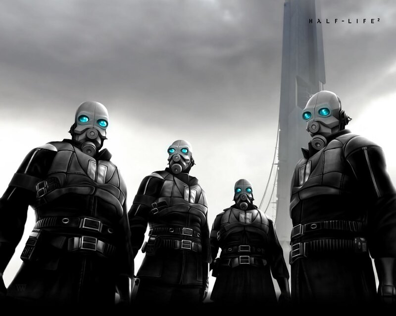 Four Soldiers in Gas Masks