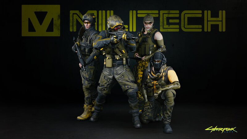 Four Soldiers in Tactical Gear — Black, Dramatic