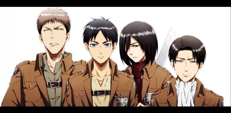 Four Soldiers in Uniform — Brown, Serious