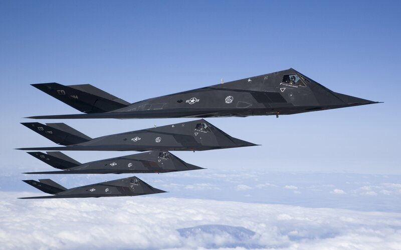 Four Stealth Fighter Jets — Black