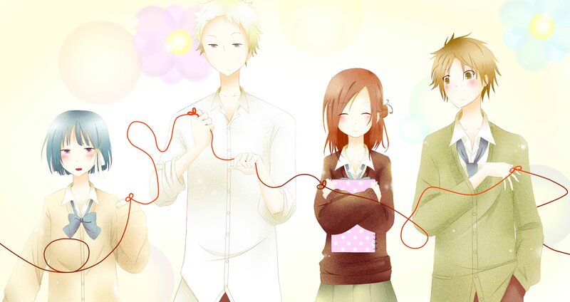 Four Students Holding String