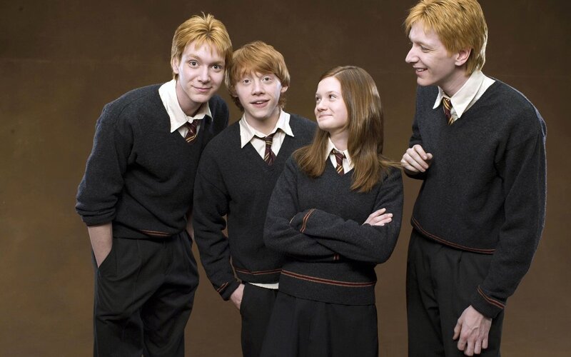 Four Students in School Uniforms — Brown, Neutral