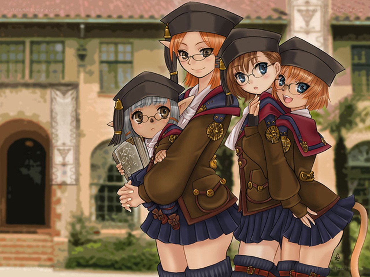 four students in uniform