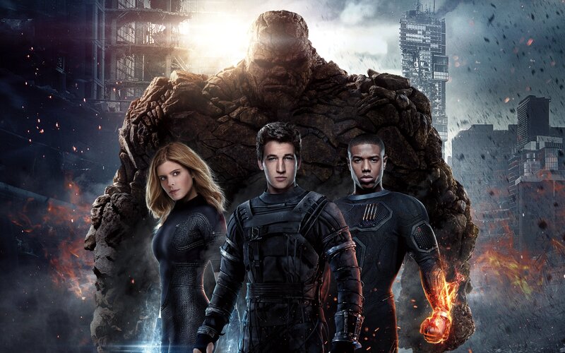 Four Superheroes in City — Black
