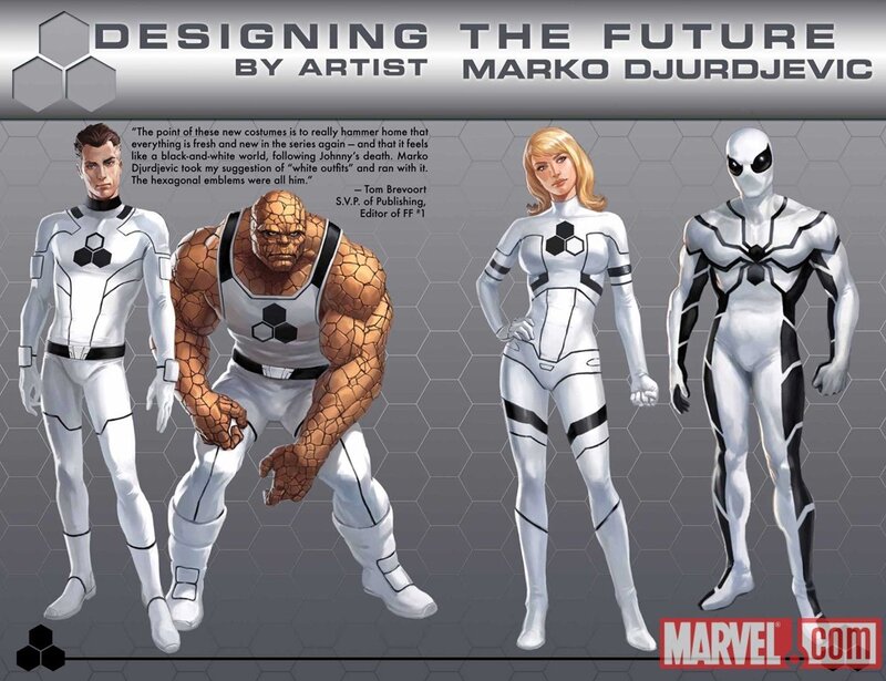 Four Superheroes in White Suits