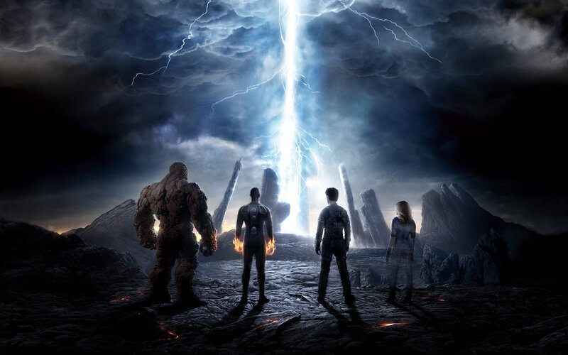 Four Superheroes Standing — Black, Dramatic