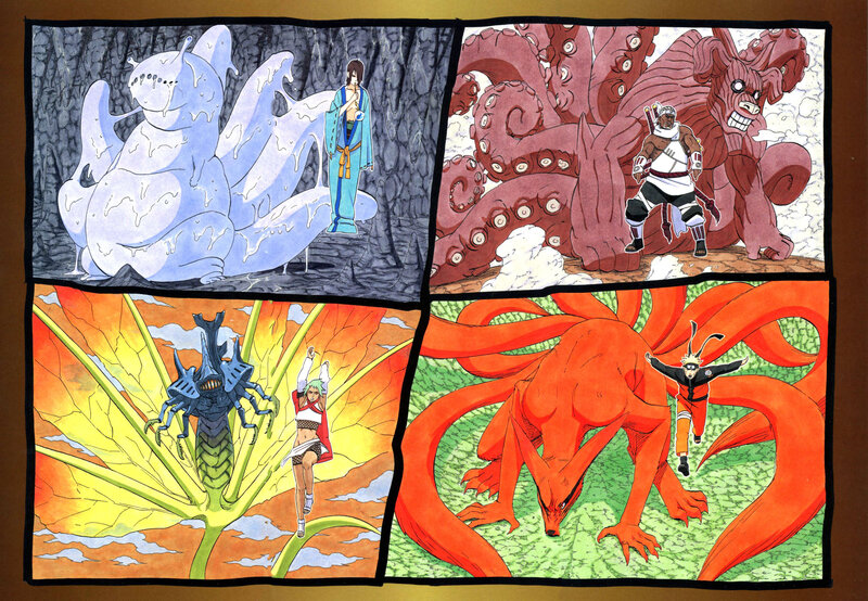 Four tailed beasts in Naruto