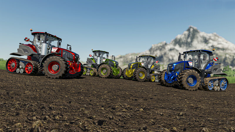 Four Tractors in Field