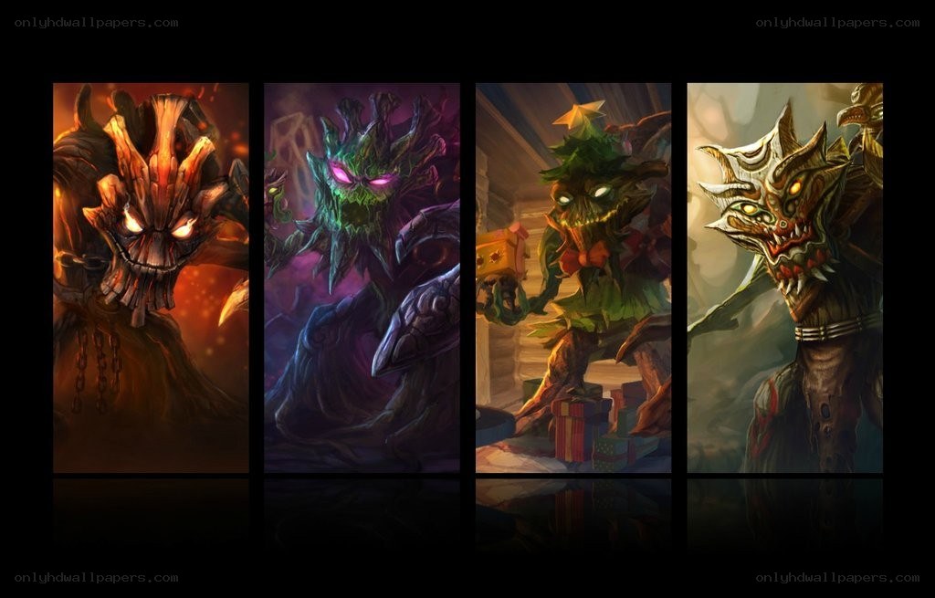 Four tree-like monster portraits