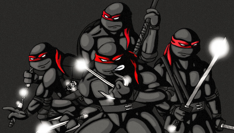 Four Turtle Ninjas — Black, Dramatic