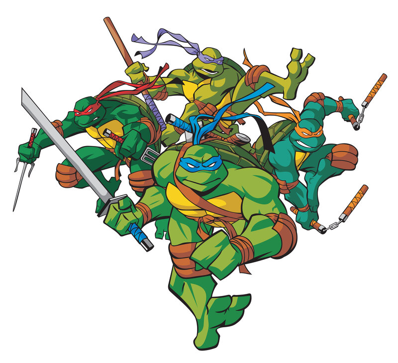 Four Turtle Ninjas — Green, Action-packed, Comic