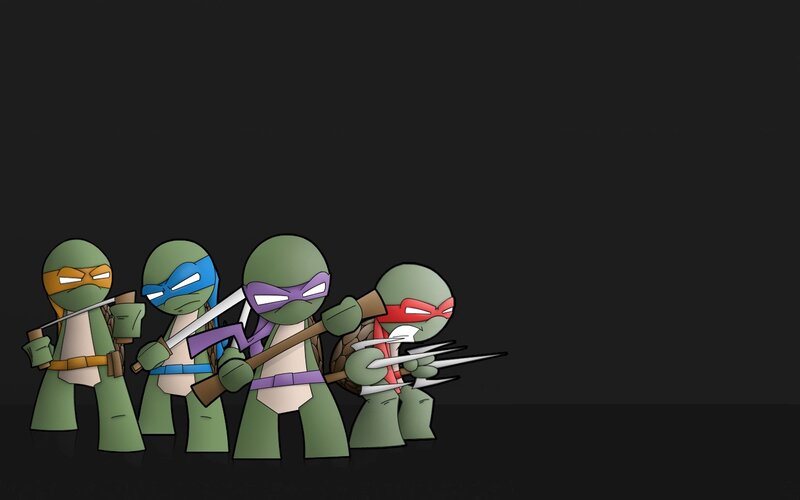 Four Turtle Ninjas — Green, Serious, Digital Art