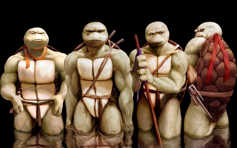 Four Turtle Warriors — Brown, Dramatic