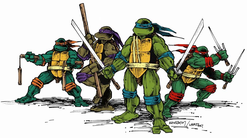 Four Turtle Warriors — Green, Action, Comic, Swords, Nunchucks
