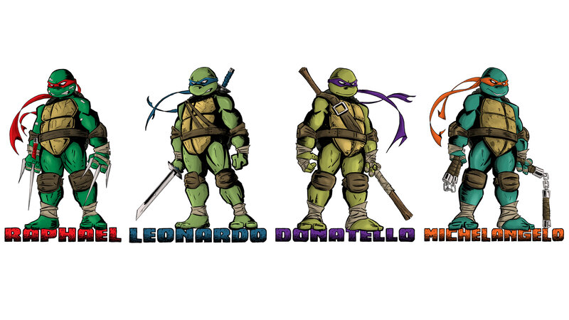 Four Turtle Warriors — Green, Action, Comic, Swords