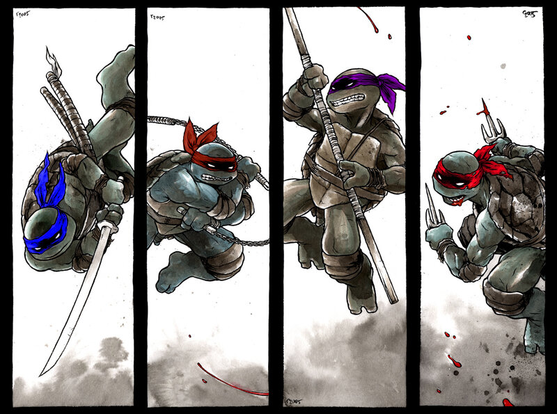 Four Turtle Warriors — Green, Aggressive