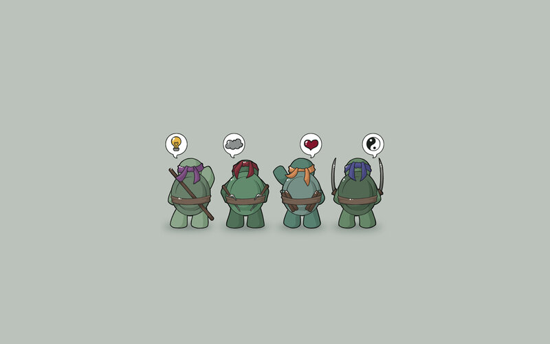 Four Turtles from Back — Green, Calm
