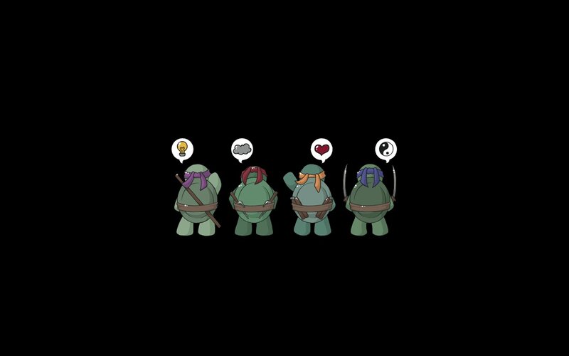 Four Turtles from Back — Green, Neutral