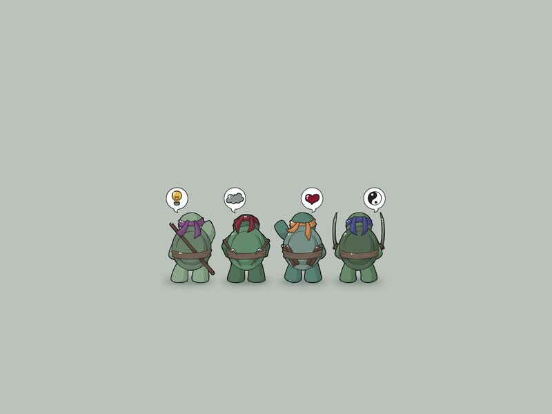 Four Turtles from Back — Green