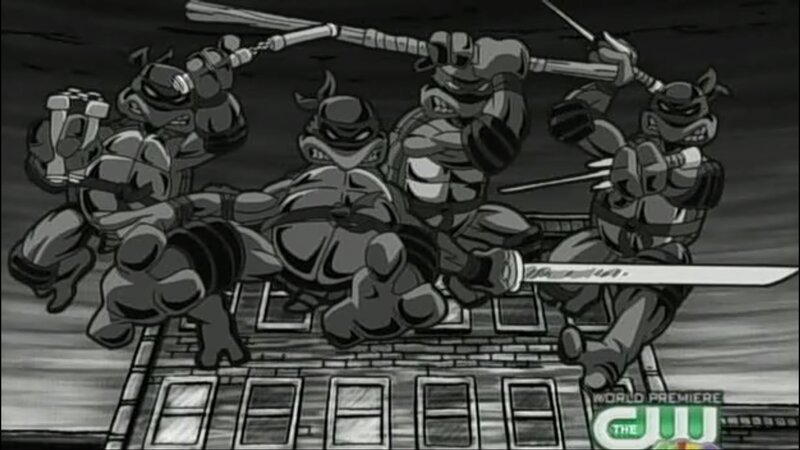 Four Turtles in Action — Black
