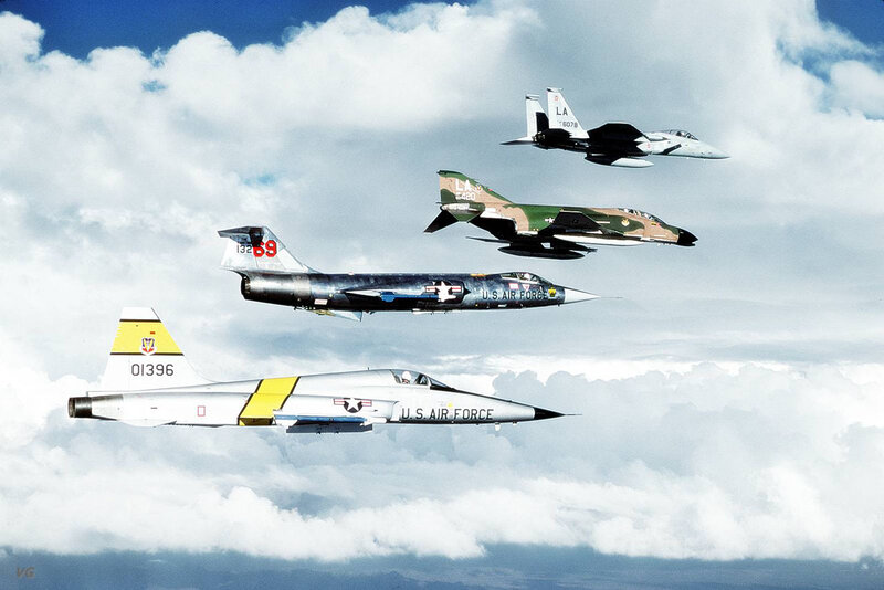 Four U.S. Air Force jets in formation