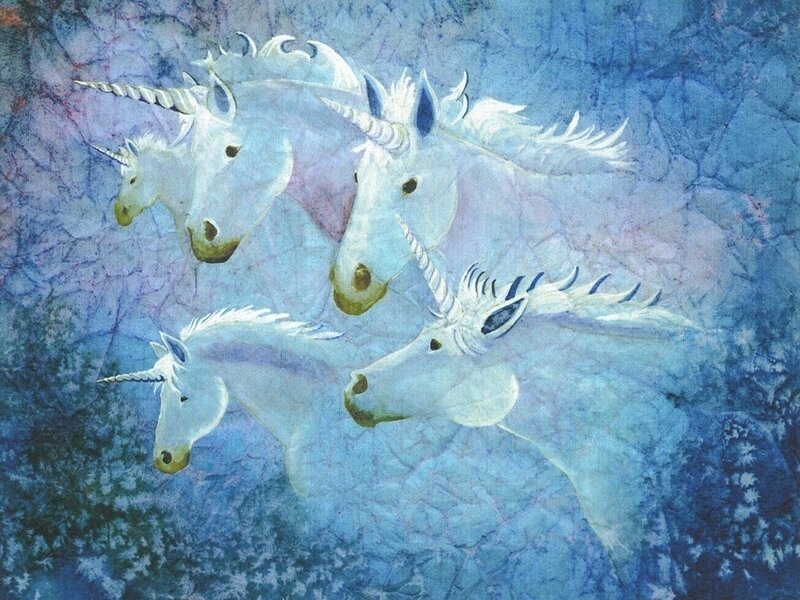 Four Unicorns in Flight