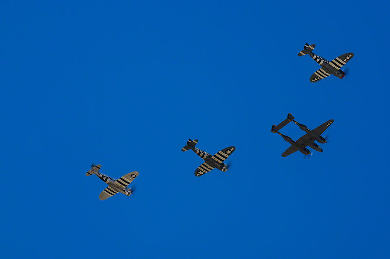Four Vintage Military Planes — Blue