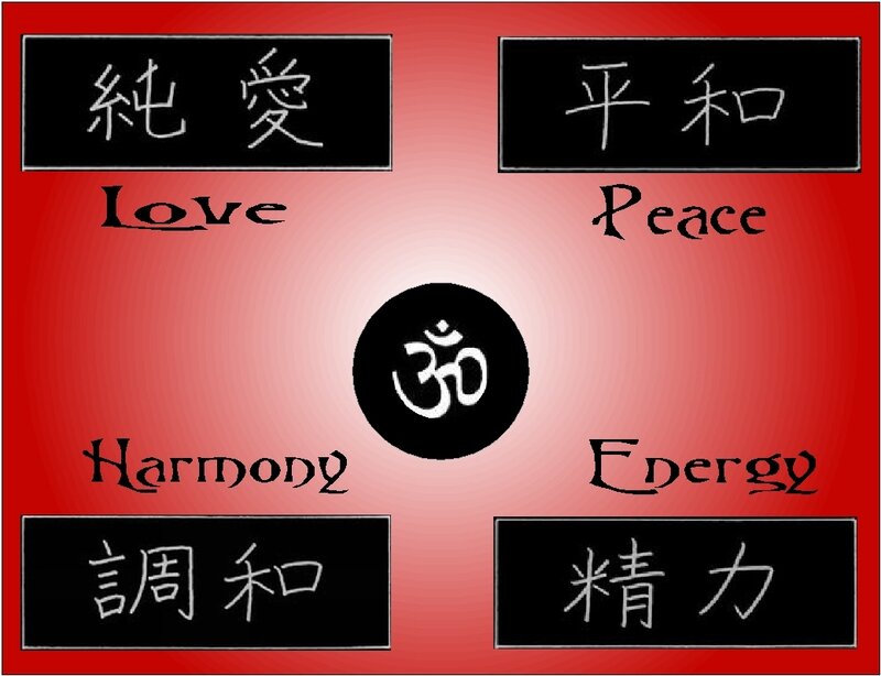 Four virtues with om symbol