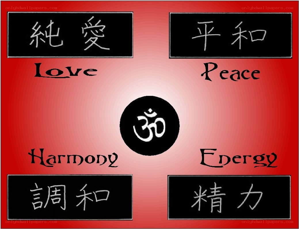 Four virtues with om symbol