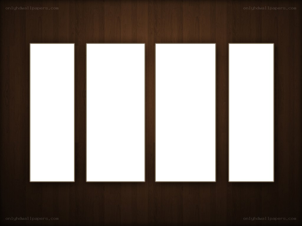 four white panels on wood wall