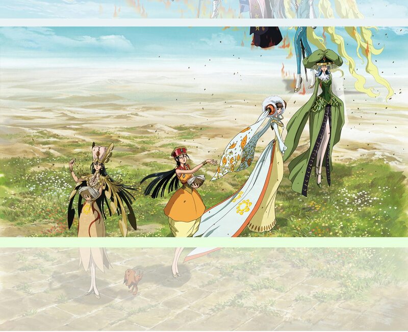 Four women in a desert landscape
