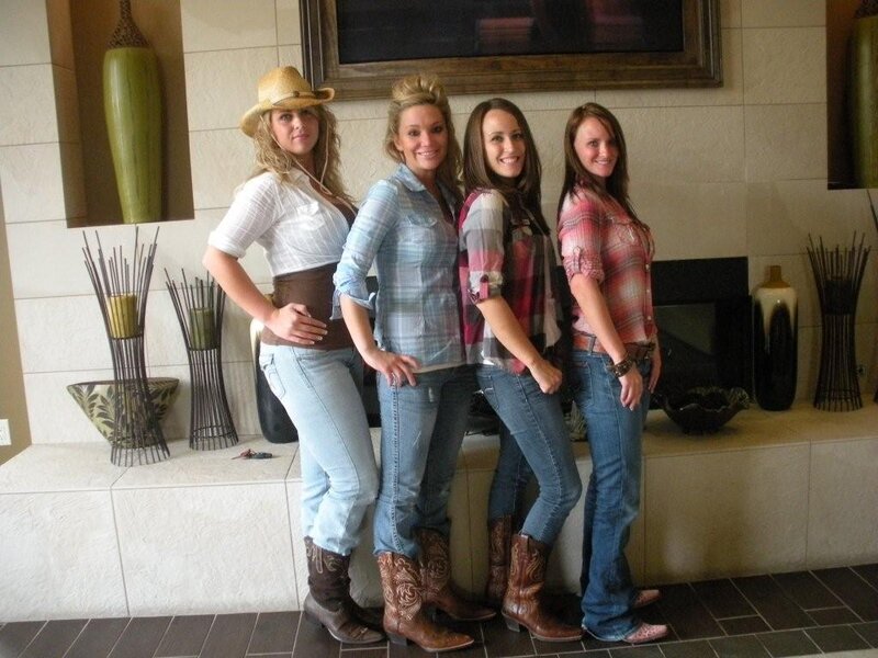 Four Women in Cowboy Attire — Blue, Casual
