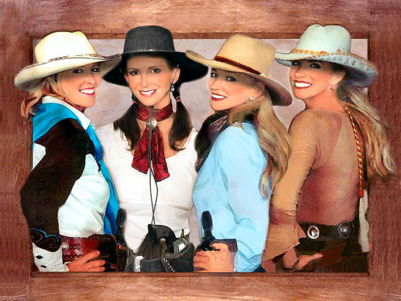 Four Women in Cowboy Hats — Brown