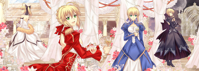 Four Women in Dresses — Red, Festive
