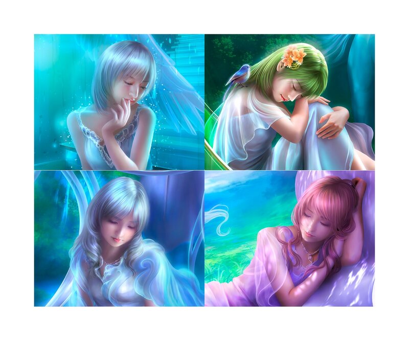 Four Women in Fantasy Scenes